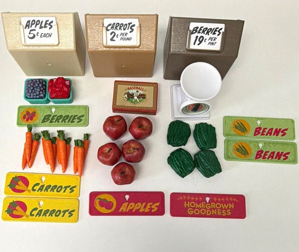 American Girl Kit Kittredge Garden Stand Accessories Lot Scale Produce Retired